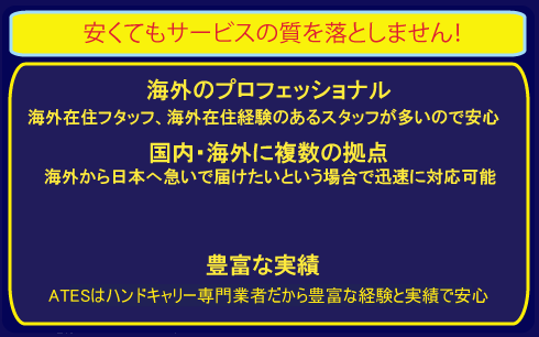 安くてもサービスの質を落としません。海外のプロフェッショナルが豊富な実績でお客様の大切な貨物をお届します。国内・海外に複数の拠点を持っているからこそ通常よりも迅速に対応が可能。